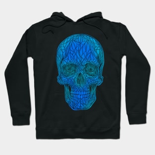 Stained Glass Skull Design - blue with black outline Hoodie